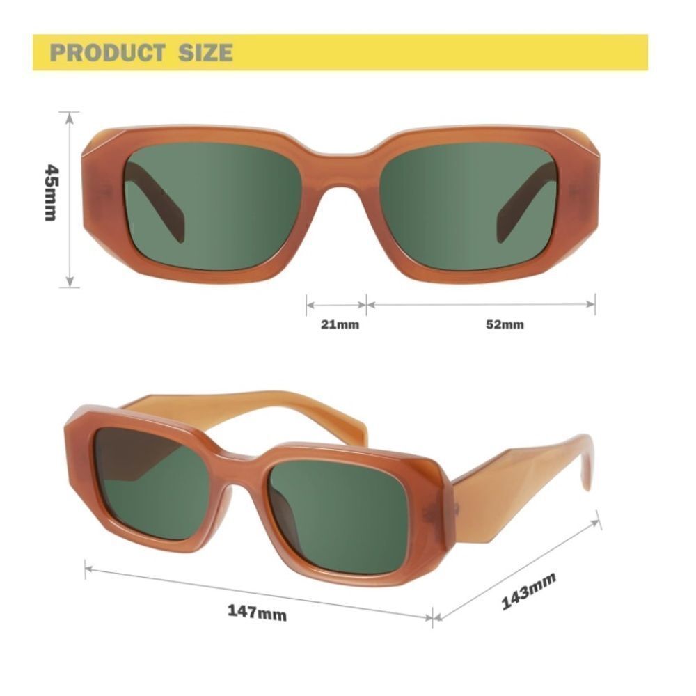 Trendy rectangle triangle Sunglasses caramel - Picture 7 of 7